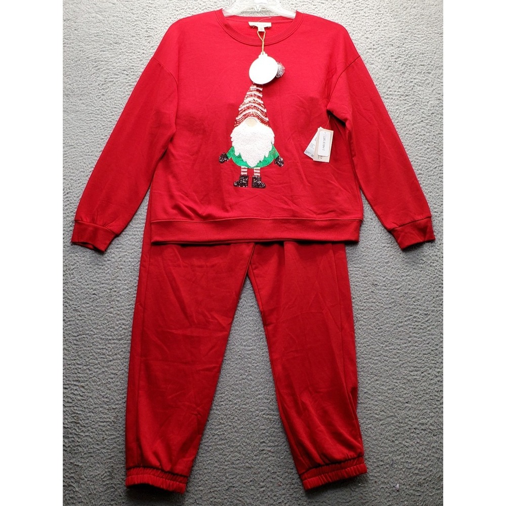 Philosophy Republic Pajama Set Womens Large Red Christmas Loungewear Crew Neck